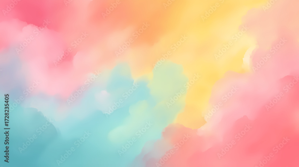 Fototapeta premium Abstract pastel gradient background with soft, dreamy colors blending in a fluid style.