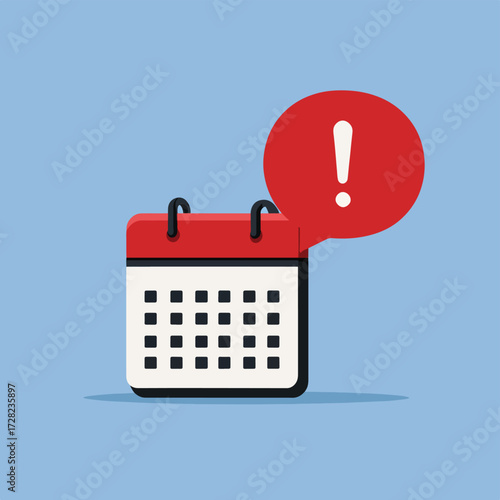 重要なイベントや締め切りを示すカレンダーアイコンと警告マークのベクターイラストレーションは、時間管理とタスクの優先順位付けの重要性を強調しています。