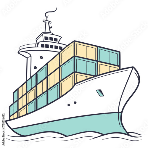 Cargo Ship Illustration