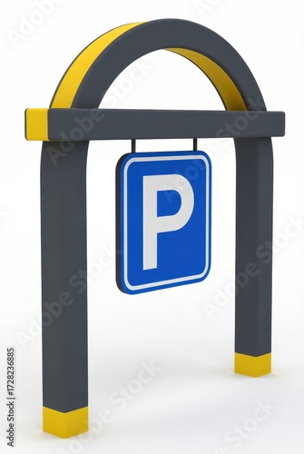 Parking signage installation urban area 3d graphic design modern environment close-up view transportation concept