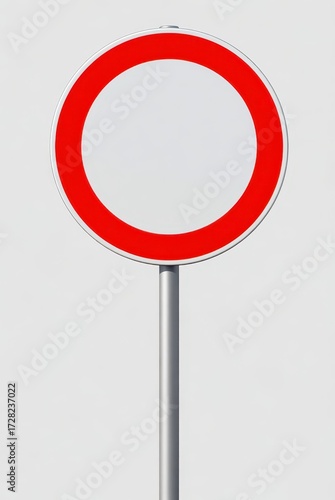 Traffic regulation action red circular sign urban environment minimalist design front view conceptual clarity