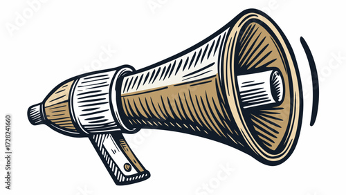 Vintage megaphone illustration with sound waves