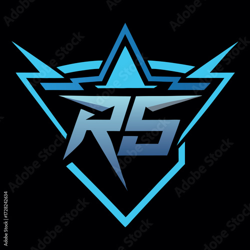 Dynamic Electric Blue RS Gaming Logo Futuristic Star Emblem for Esports Team or Streamer Brand