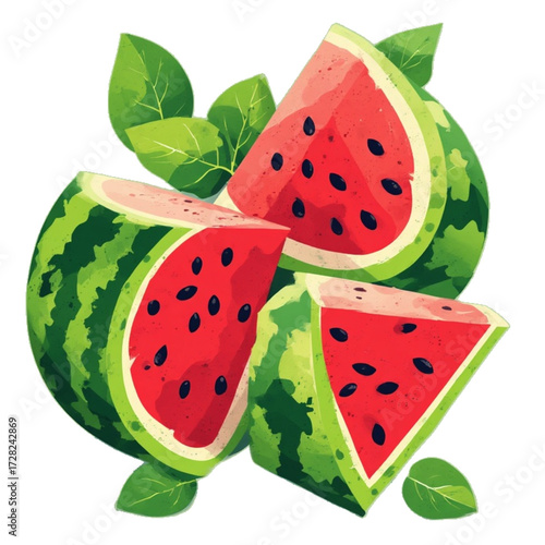 Juicy Watermelon Slice Icon Illustration