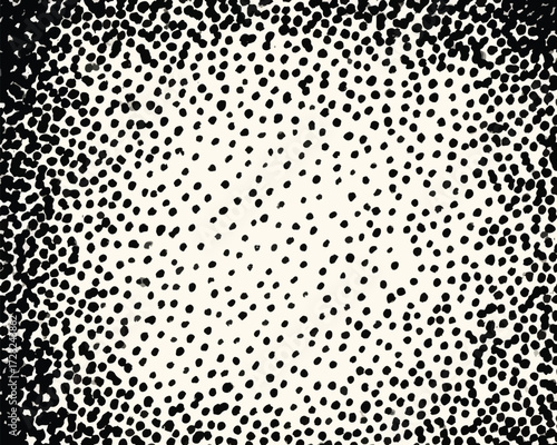 黒いドットが中心に向かって徐々に薄くなるグラデーションを形成し、レトロなコミックや印刷物を思わせるベクター背景素材。
