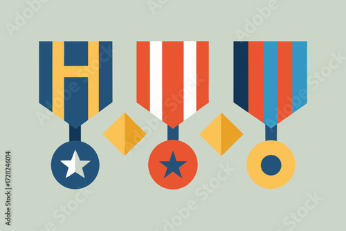 Military Medal Collection _ A set of 5–6 medals (star medal, cross medal, ribbon medal) arranged together