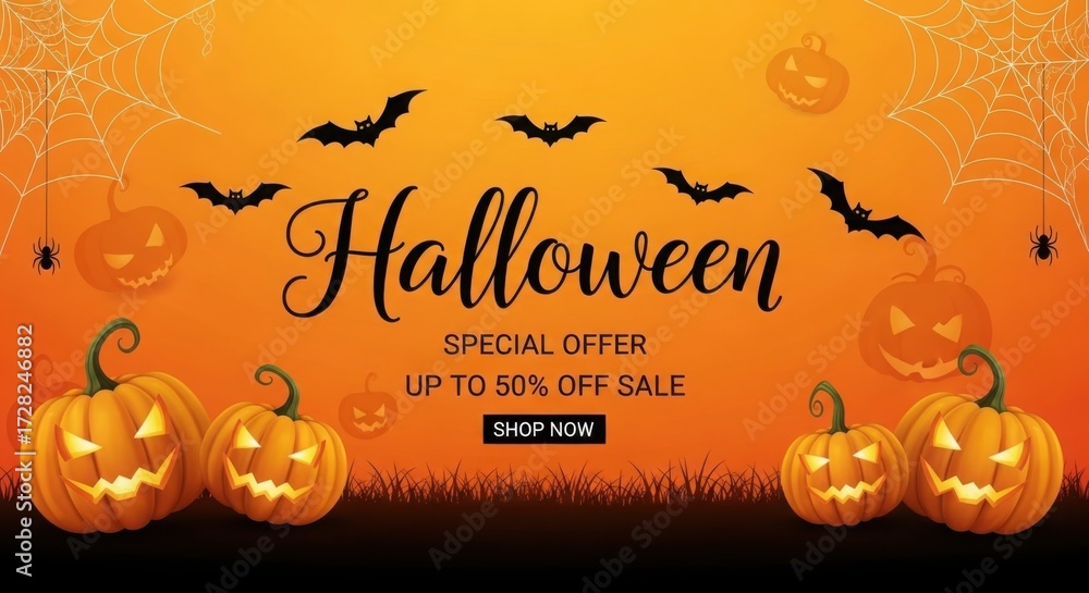 Naklejka premium Scare up big savings with our thrilling Halloween sale up to 50% off spooky deals!
