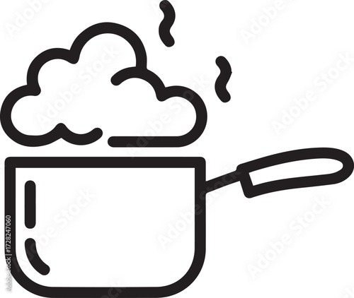 Savory steam rising from a pot, cooking icon for food blogs, recipe sites, restaurant menus, and culinary arts education, simple and delicious
