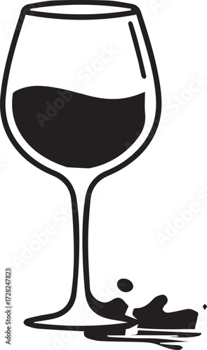 Elegant wine glass brimming with rich red liquid, artfully spilling onto a surface, evoking sophisticated indulgence and celebratory moments for refined occasions