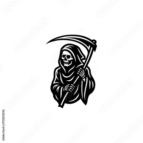 Grim Reaper Silhouette Vector Graphic