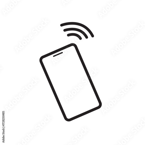 Clean vector icon of a smartphone with outgoing call signal lines, representing phone call, ringing, or incoming/outgoing communication. Ideal for mobile app UI, contact symbols, or telecommunication 