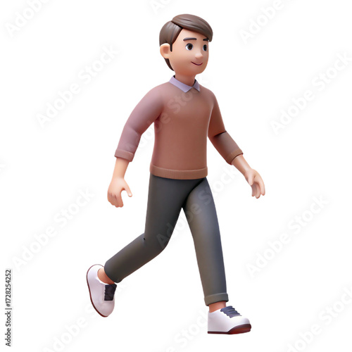Wallpaper Mural 3d cartoon character in casual clothes walking forward isolated on transparent background Torontodigital.ca