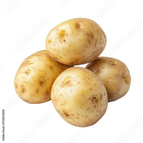 Four Potatoes Isolated on Black Background Fresh Yellow Potatoes isolated on a white background