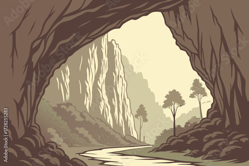 Cathedral Caverns in Alabama, massive entrance arch opening to towering formations