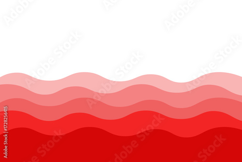 Red ocean waves and seashore vector layered background illustration. eps10