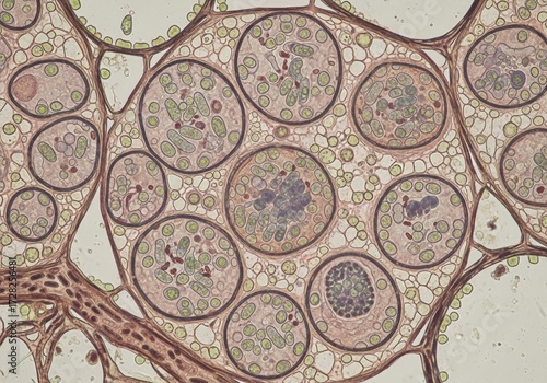 Wallpaper Mural Hyper detailed imagery of root nodules in legumes showing cortical cells infected with nitrogen-fixing bacteria symbiotic relationship for plant nutrition and soil fertility enhancement Torontodigital.ca