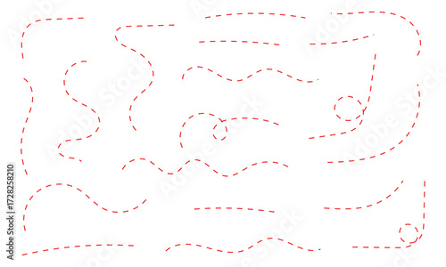Hand drawn curve dotted line, Spiral dotted line hand drawn, Dotted lines path on white background