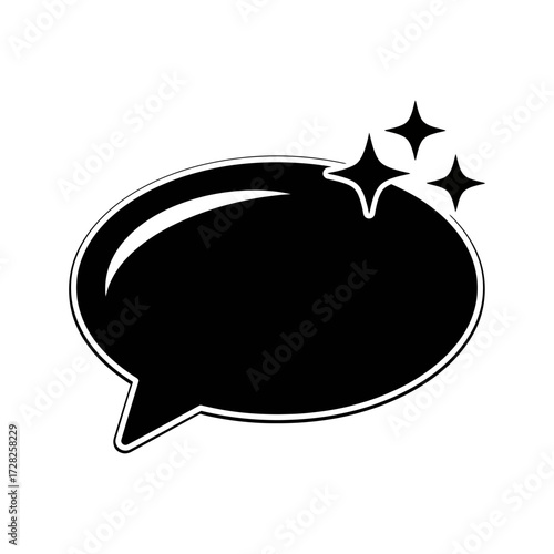 Stylish Chat Bubble Icon with Sparkles Modern Communication Design