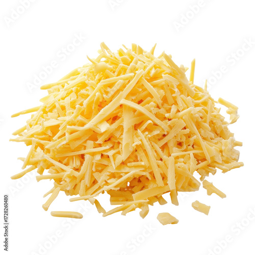 A Pile of Grated Yellow Cheese Isolated on Black Background isolated on a white background