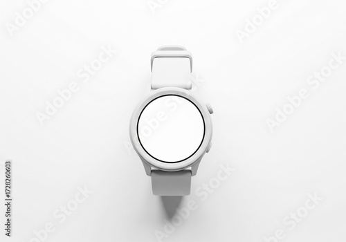 Minimalist Smartwatch with White Display Isolated on a Clean Background for Mockups or Design Projects