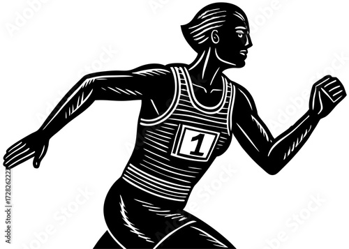 Marathon Runner with Number Bib Silhouette, Sports and Fitness SVG, PNG