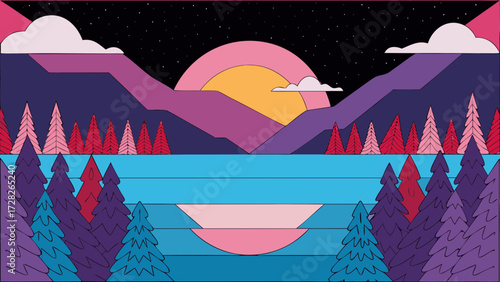 Flat Vector Four Seasons Design in Minimalist Style with Vibrant Colors and Ultra Detail