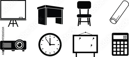 School icon set simple illustration of 8 school icons for web perfect for education and learning designs