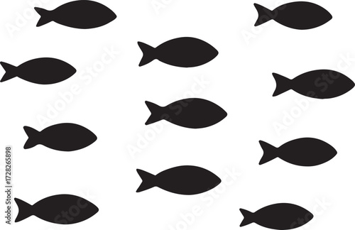 set of fish silhouettes