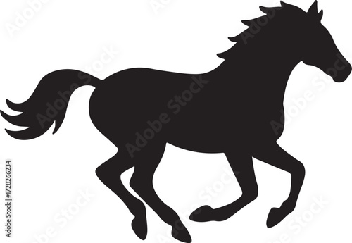 horse vector silhouette running isolated on white background