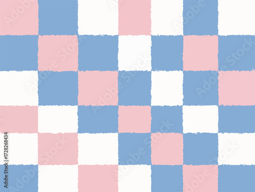 淡いパステルカラーの市松模様のベクター背景、ベビーシャワーや子供部屋の装飾に最適