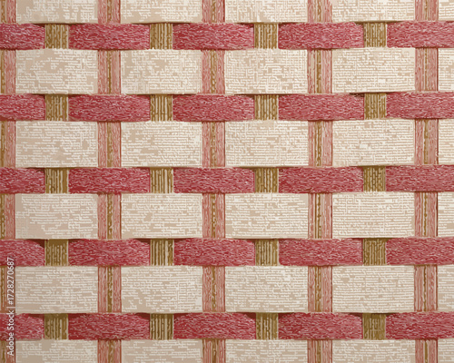 ピンクと白のテクスチャパターン、バスケット織りのようなデザイン、背景素材、ベクター