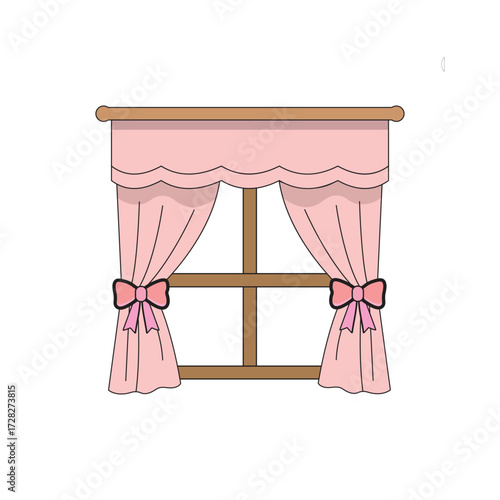 Pink curtains with bows for a cute decoration
