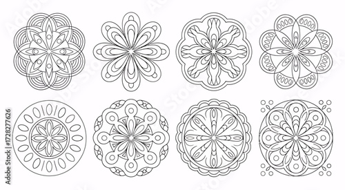 Collection of Intricate Mandala Designs for Creative Projects Adult Coloring Pages and Meditative Art