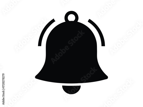 bell notification vector icon in bold style on black color and white background.