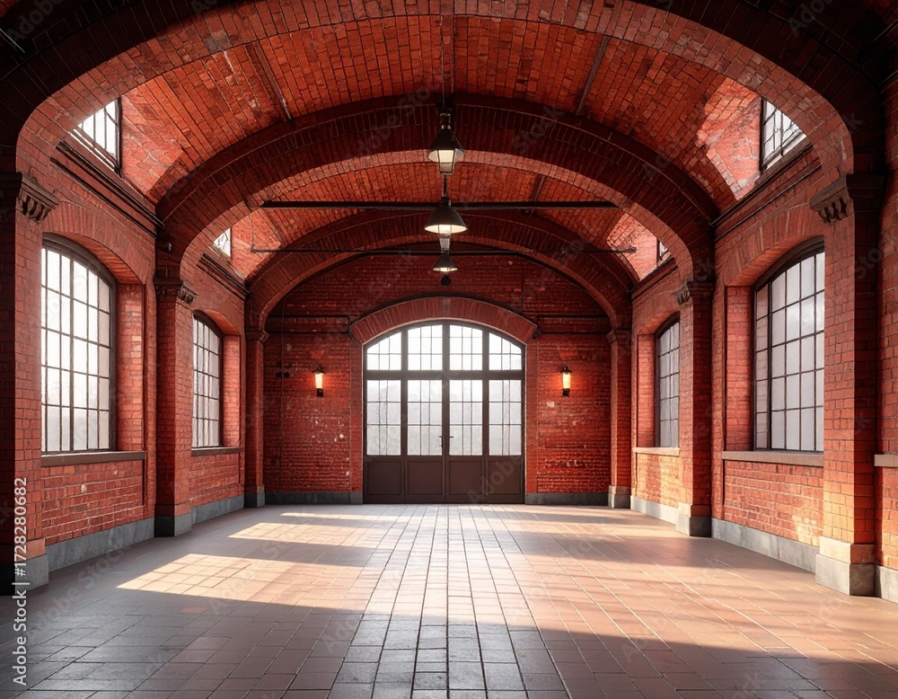 Fototapeta premium 赤レンガ倉庫街の静かな通り