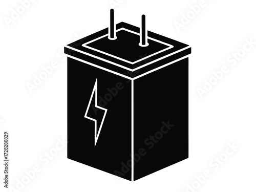 capacitor vector icon in bold style on black color and white background.