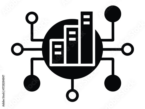 data analytics vector icon in bold style on black color and white background.