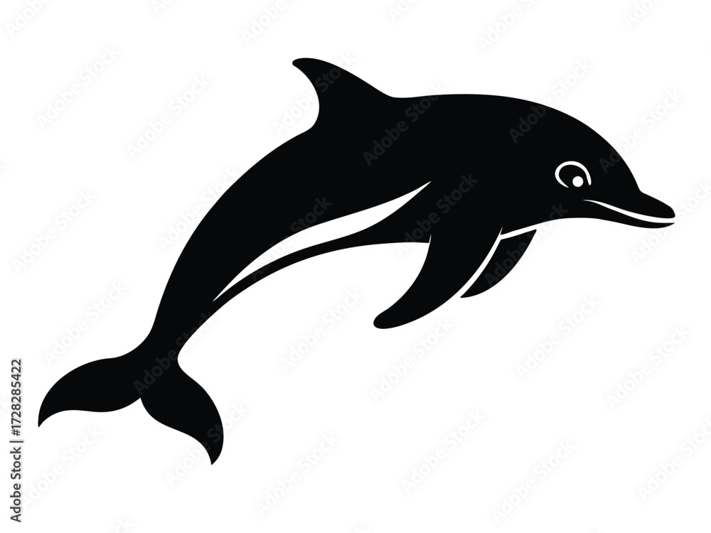 Fototapeta premium dolphin vector icon in bold style on black color and white background.