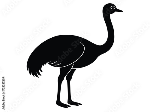 emu vector icon in bold style on black color and white background.