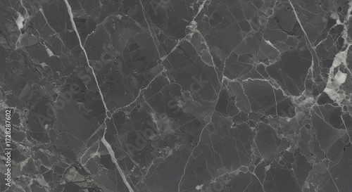 Dark gray marble texture background with white veins and natural pattern