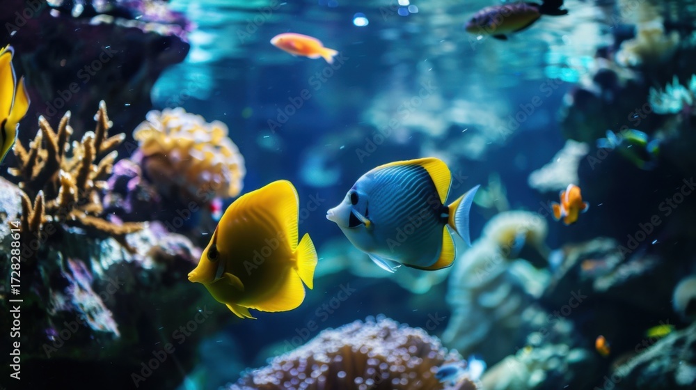 Fototapeta premium Tropical Marine Life: Colorful Fish, Coral Reefs, Underwater Scuba Diving & Egyptian Ocean Vistas