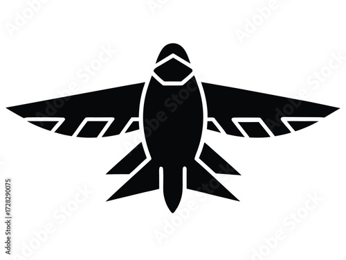 harrier vector icon in bold style on black color and white background.