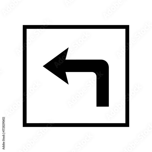 Free Download Left Turn Traffic Icon Vector Black White Left Turn Traffic Icon Vector Black White | Road Direction Symbol | Minimalist Navigation Arrow | Monochrome Road Safety Sign - GFXLoad