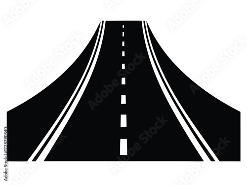 highway vector icon in bold style on black color and white background.