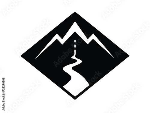 hiking trail vector icon in bold style on black color and white background.