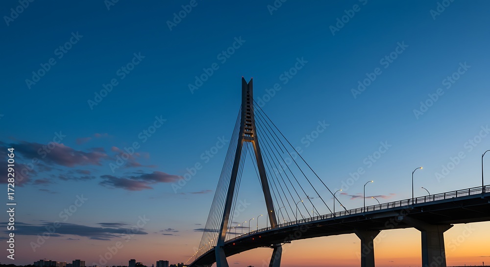 Obraz premium Cable stayed bridge sunset