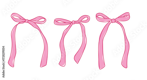 Hand drawn pink bow collection vector