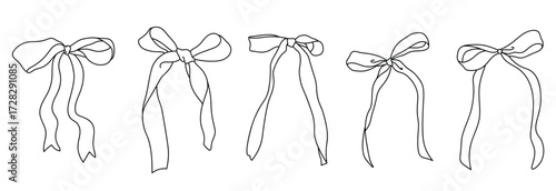 Hand drawn big bow collection vector line art