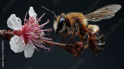 Side profile of a bee busily gathering nectar (1)