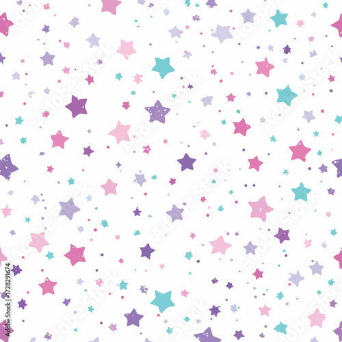 きらめく星々が夜空に散りばめられた、幻想的で可愛らしいベクターイラスト。